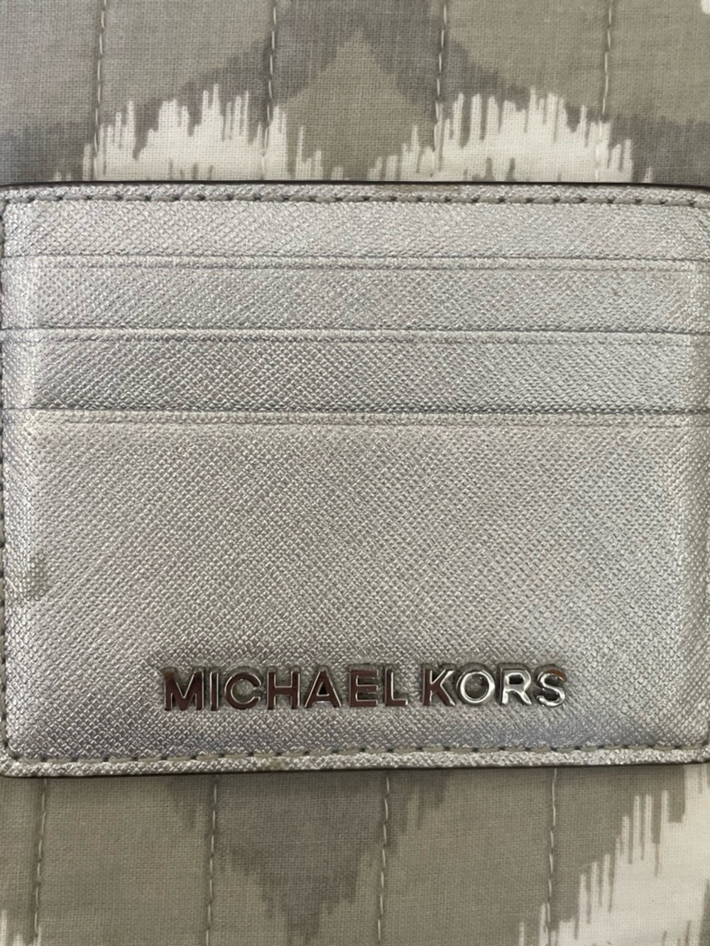 Michael Kors Metallic Silver Card Holder